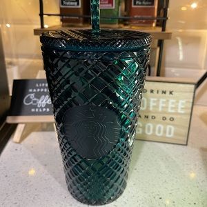 Starbucks Grande Tumbler Cup 2021 Green Crystals Studded BNWT